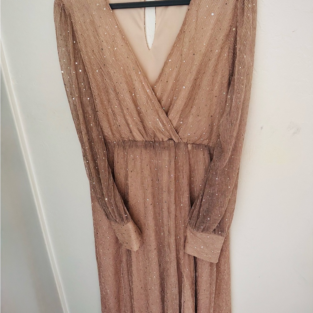 BALTICBORN Champagne Blush Sparkle Gown wedding guest bridesmaid XXL 14-16